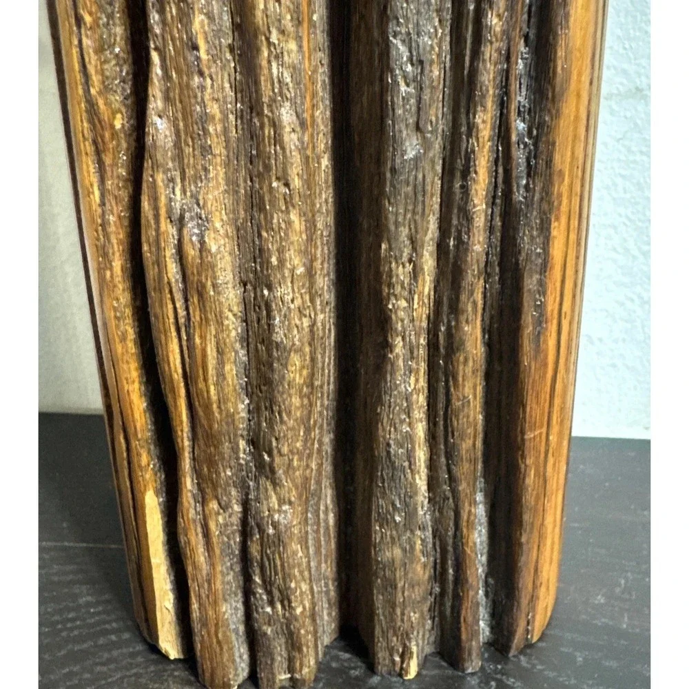 Vtg Wood Bud Vase Sculpture Carving 14.25